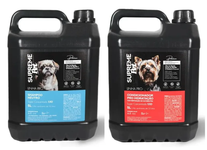 Kit PET Shampoo PET Cheiroso e Condicionador 5L Concentrado