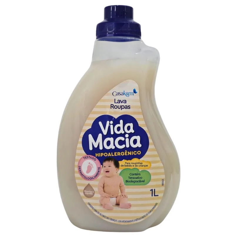 Lava Roupa Glicerina E Algodão Vida Macia Casa Km 1l