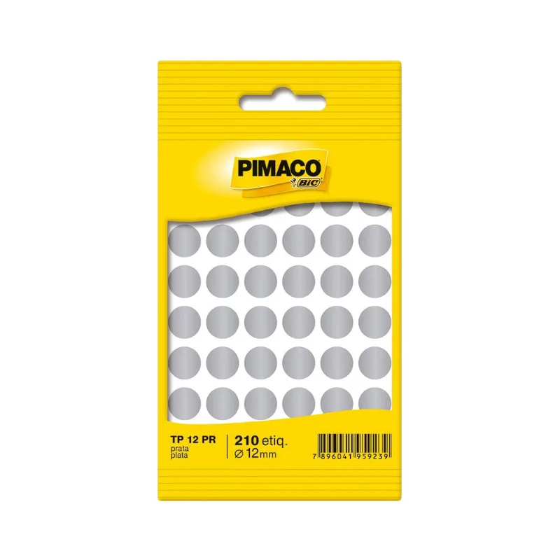 Etiqueta Adesiva Pimaco Circular TP-12 Prata com 350 Unidades