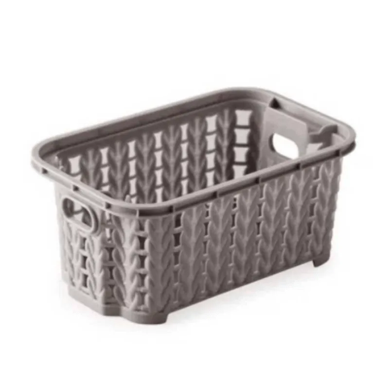 Cesta Organizadora Retangular Empilhável Trama 13x8 cm - Plasutil - BEGE