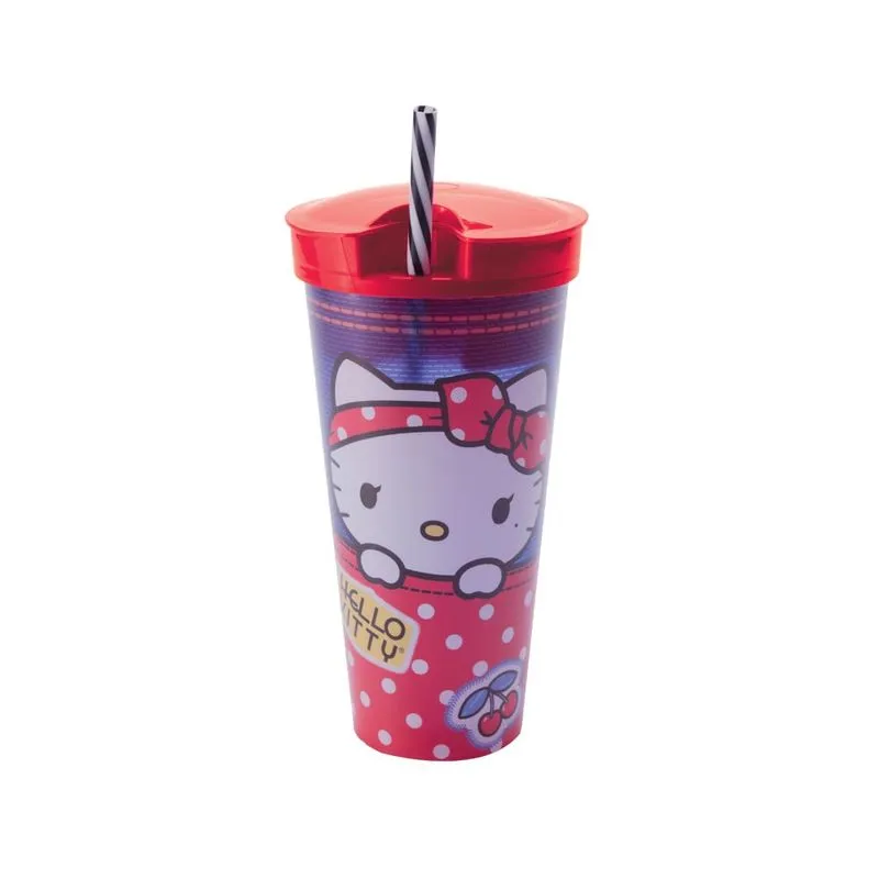 Copo 2 em 1 com Canudo Hello Kitty - Plasútil