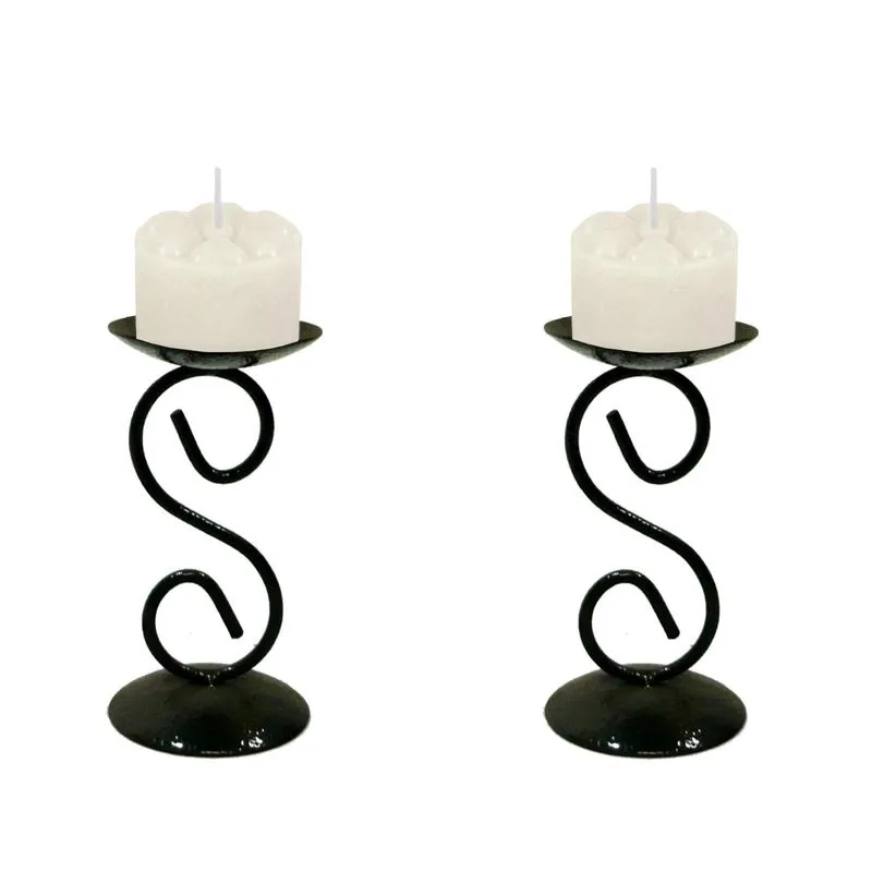 2 Castiçal 1 S Com Vela Branca Mesa Decoração Candelabro