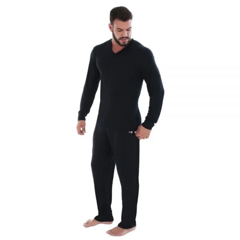 Pijama Masculino Preto Presente para Marido Pai Esposo Filho Comprido Inverno Inverno