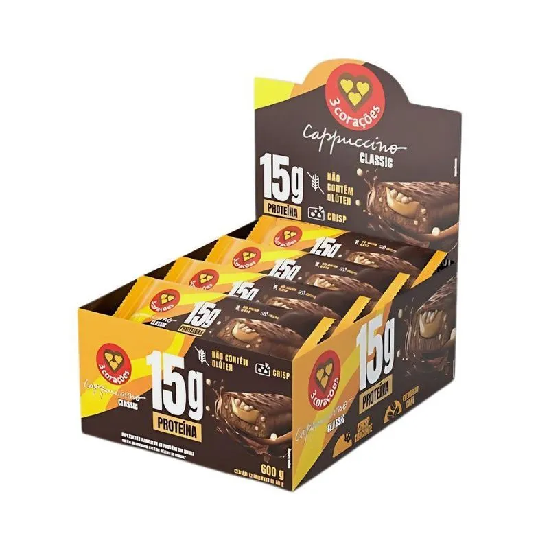 Barra De Proteína Cappuccino Classic 3corações (12 Un De 50g