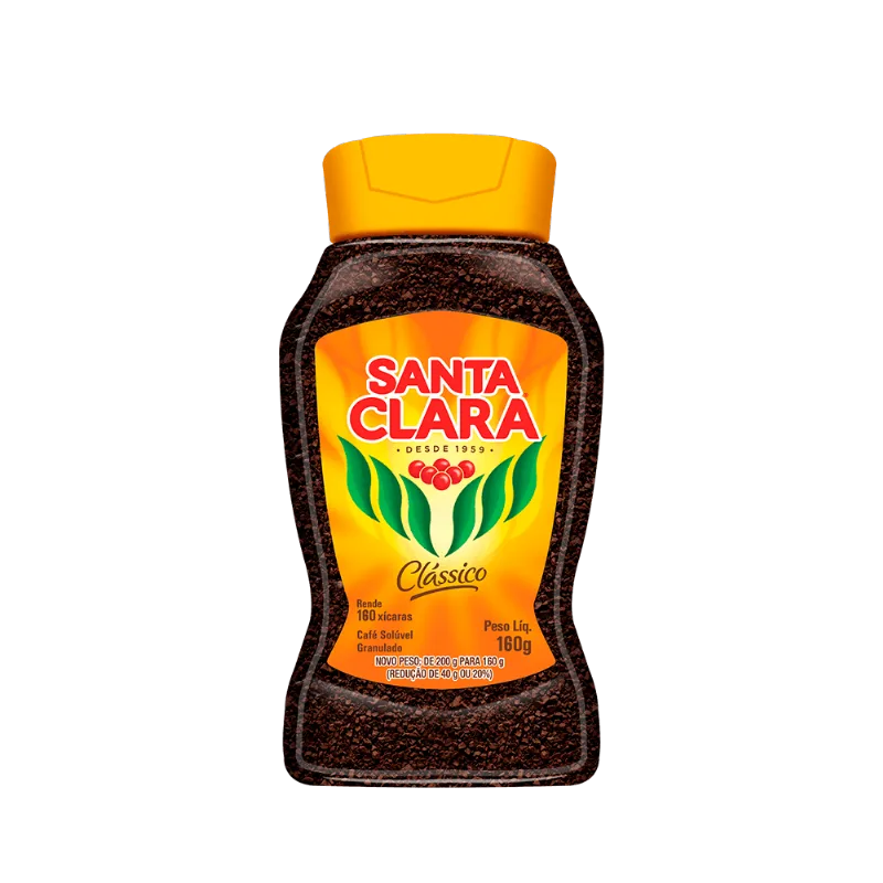 Café Solúvel Granulado Clássico Santa Clara Vidro 160g