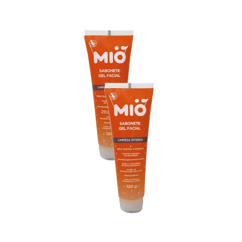 Kit 2 Sabonete Gel Facial Mió Limpeza Intensa Pele Oleosa a Acneica 120g