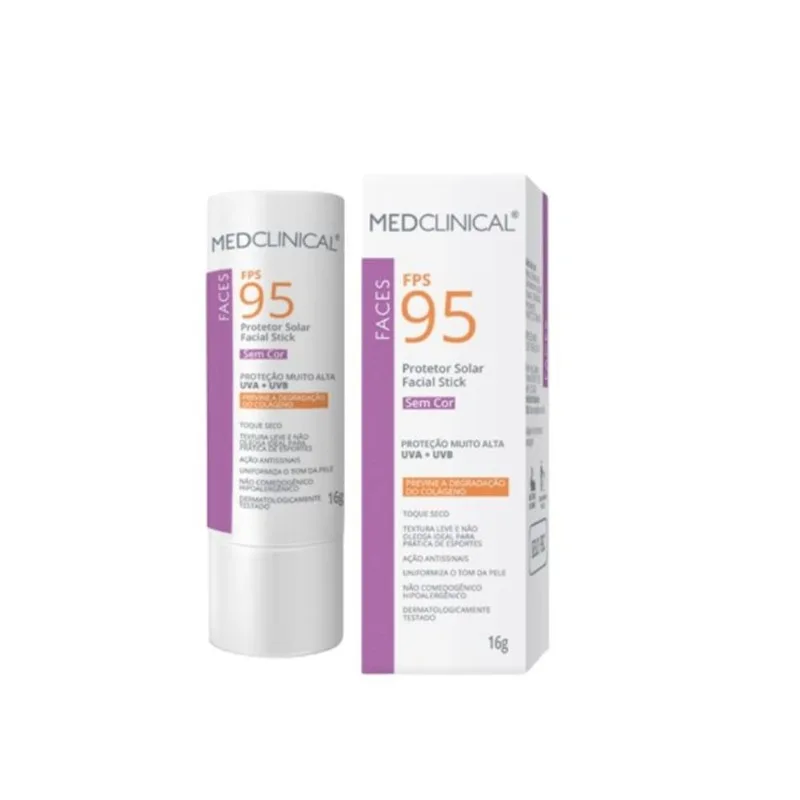 Protetor Solar Facial Stick Medclinical Sem Cor FPS 95 16g PROT SOLAR STICK MEDCLINICAL FPS95 S/COR