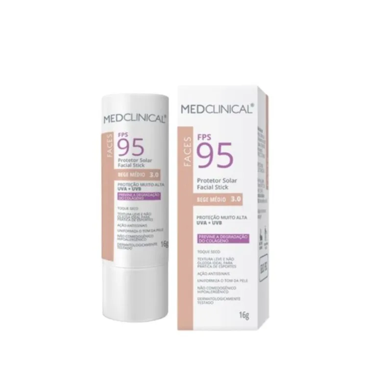 Protetor Solar Facial Stick Medclinical Bege Médio FPS 95 16g PROT SOLAR STICK MEDCLINICAL FPS95 BEGE