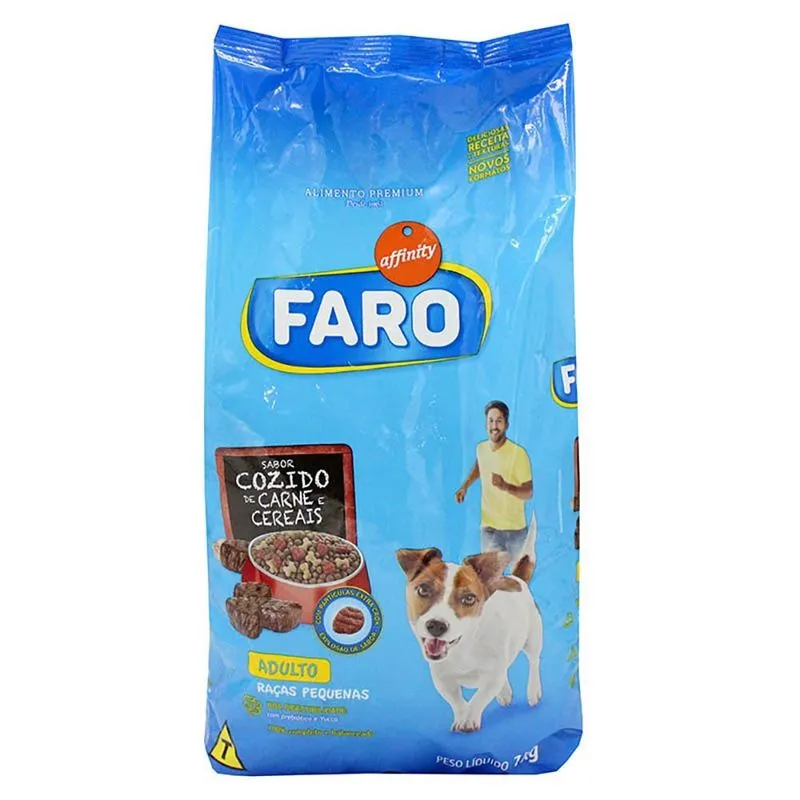 Ração FARO Adulto Raças Perquenas Cozida Carne,Figado e Cereais Pacote 7kg