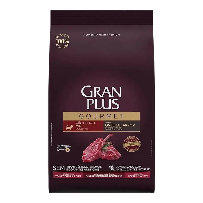 Ração Gran Plus Gourmet Cães Filhotes Mini/Peq. Ovelha e Arroz - 10,1 kg