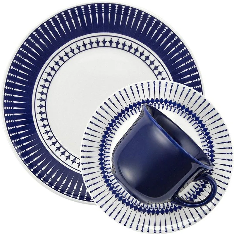 Kit Jogo Café Lanche Oxford Biona Colb 8 Peças Cerâmica