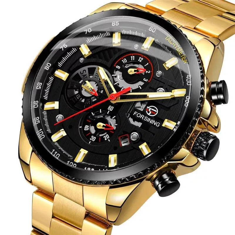 Relógio Masculino Forsining Automatico 428 Dourado Inox