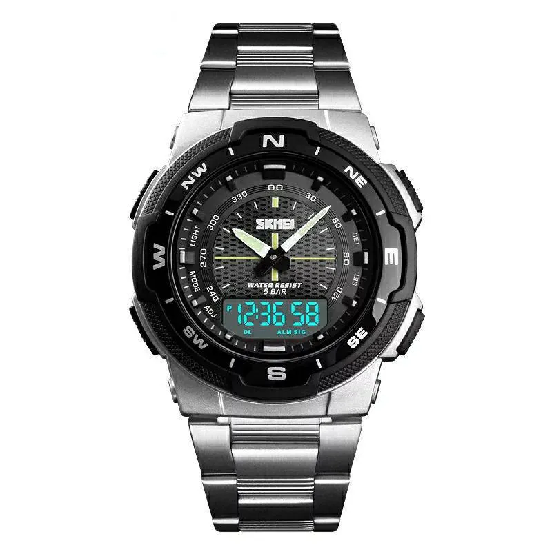Relógio Masculino Esportivo Skmei 1370 Prata Digital Preto
