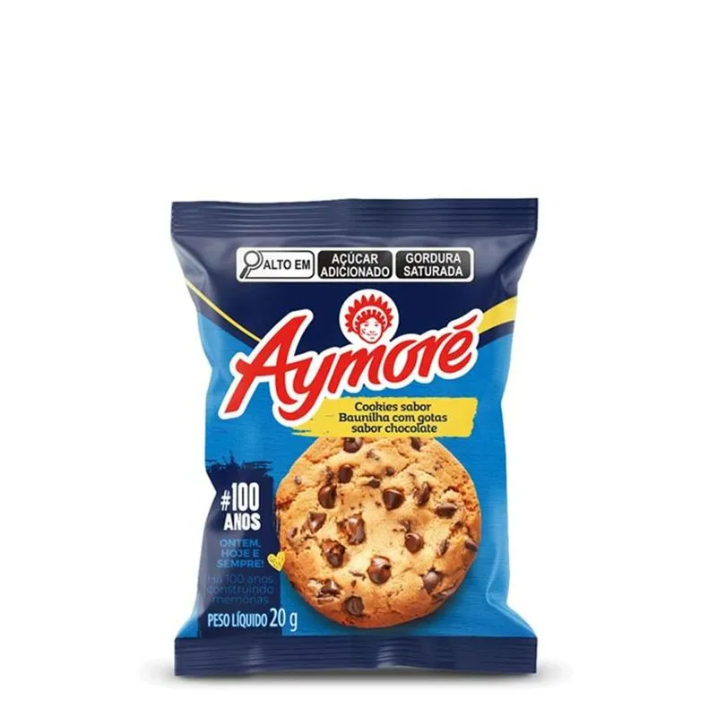 Cookies Aymoré Sabor Baunilha Com Gotas De Chocolate 20g