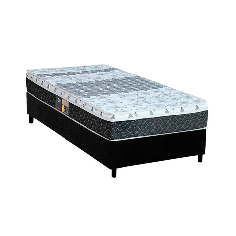 Cama Box Solteiro: Colchão Molas Bonnel Castor Class New + Base crc Suede Black(88x188)