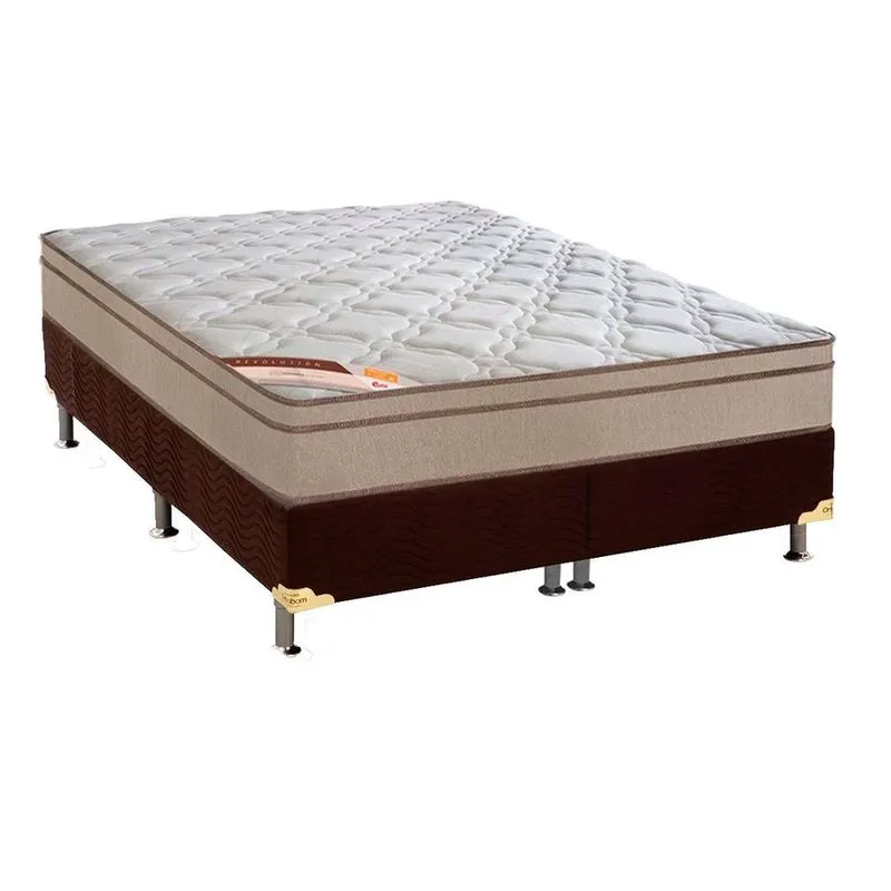 Conjunto Box Queen: Colchão Molas Castor Bonnel Revolution + Base crc Suede Brown (158x198)