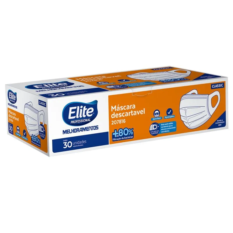 Máscara De Proteção Descartável Elite Classic 24 X 30