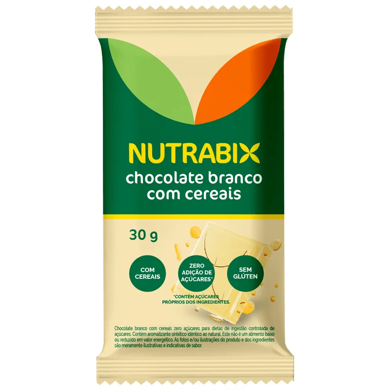Chocolate Nutrabix Branco Com Cereais Zero Açucar 30g