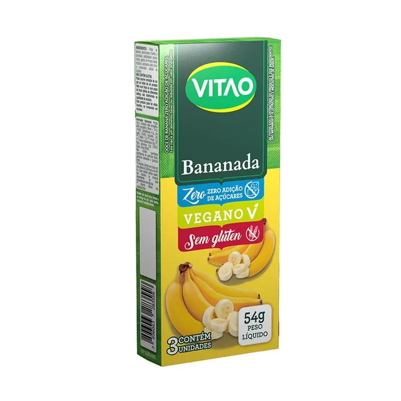 Bananada Zero Display Com 3 Unidades De 18g - Vitao