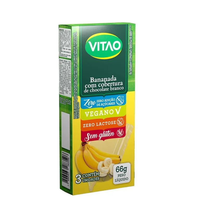 Bananada Com Chocolate Branco Zero 3 Un De 22g - Vitao 8060