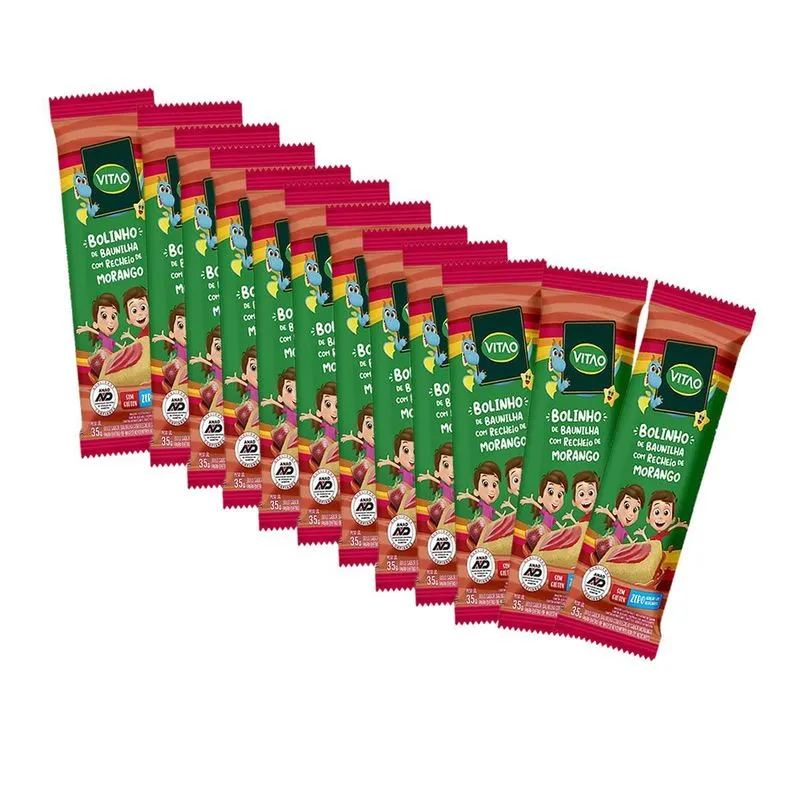 Bolinho De Baunilha Morango Sem Glúten 12 Un De 35g - Vitao