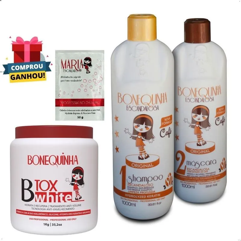 Bonequinha Escandalosa Café Kit 2x1ml + B-tox Whit 1kg