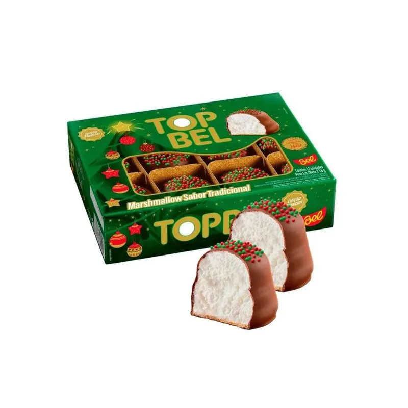 Topbel Natal Marshmallow Coberto Chocolate C/ 12u 216g