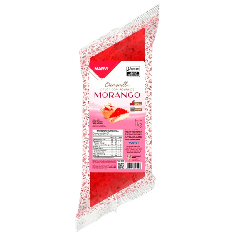 Bisnaga Cremonella Calda com Polpa de Morango 1KG MARVI CALDA MORANGO 1KG MARVI
