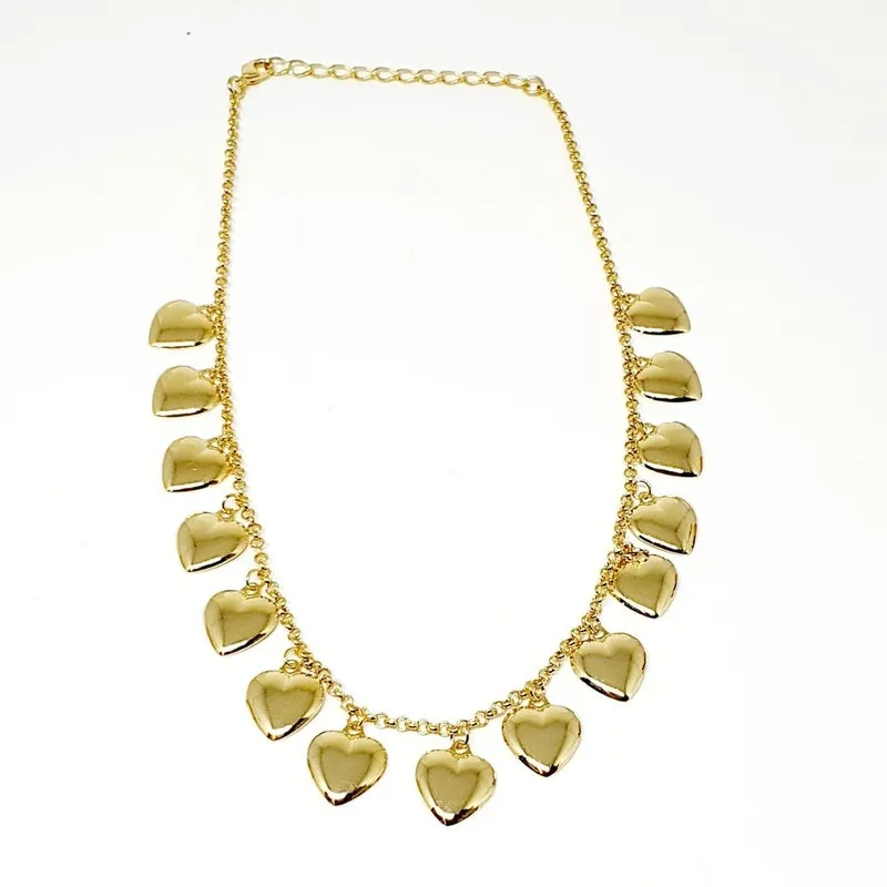 Colar Folheado A Ouro 18k Modelo Corações