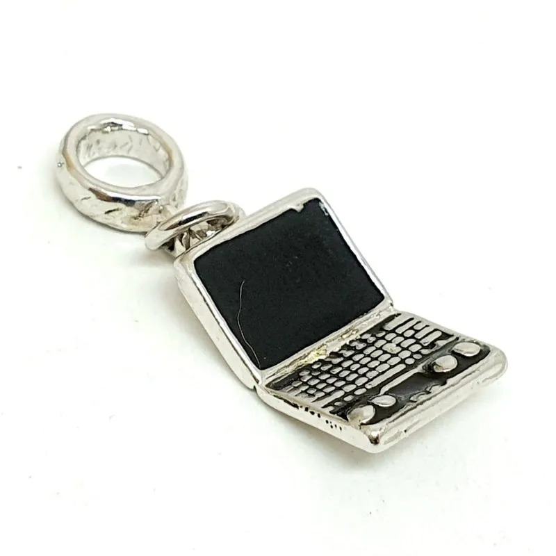 Berloque Laptop Notebook Rodium Charm Pingente Tipo Pandora