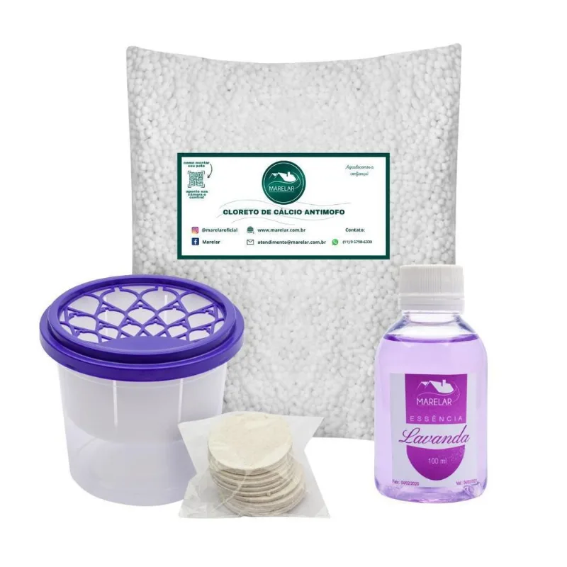 Cloreto De Cálcio Em Bolinhas 5kg +10 Potes+essência Lavanda