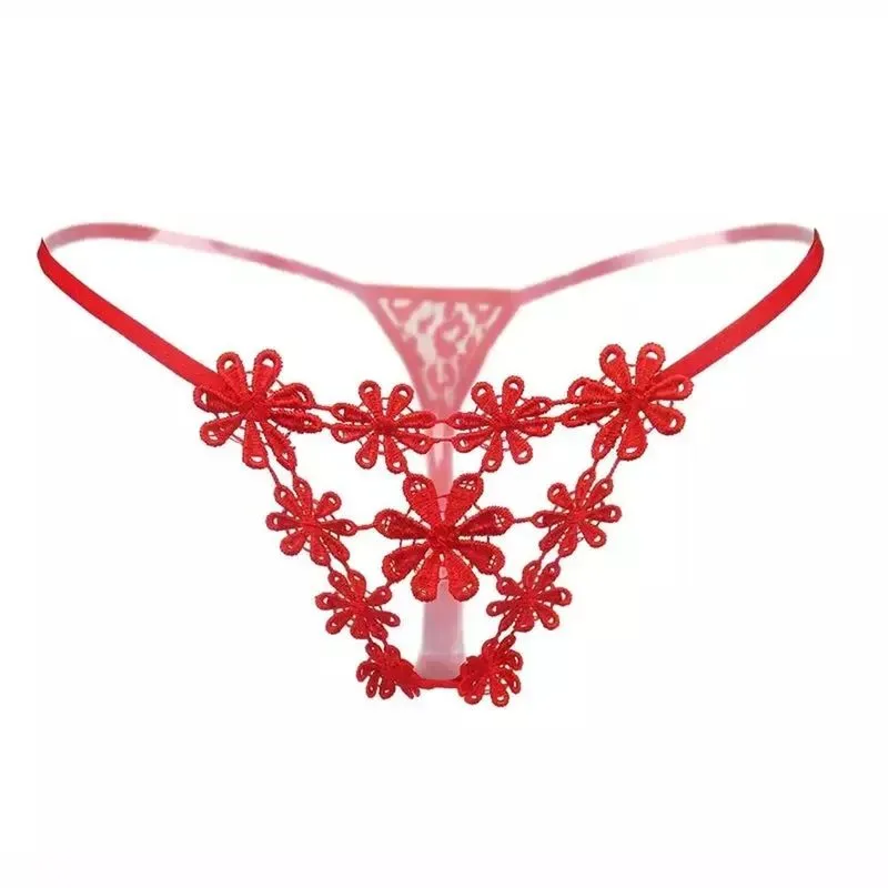 Tanga Bordada Feminina Fio Dental Elashopp Vermelho Tamanho Único (40-60kg) 1 Peça.