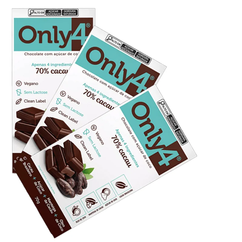 Kit 3x: Chocolate 70% Cacau Com Café Sem Lactose Vegano Only4 70g