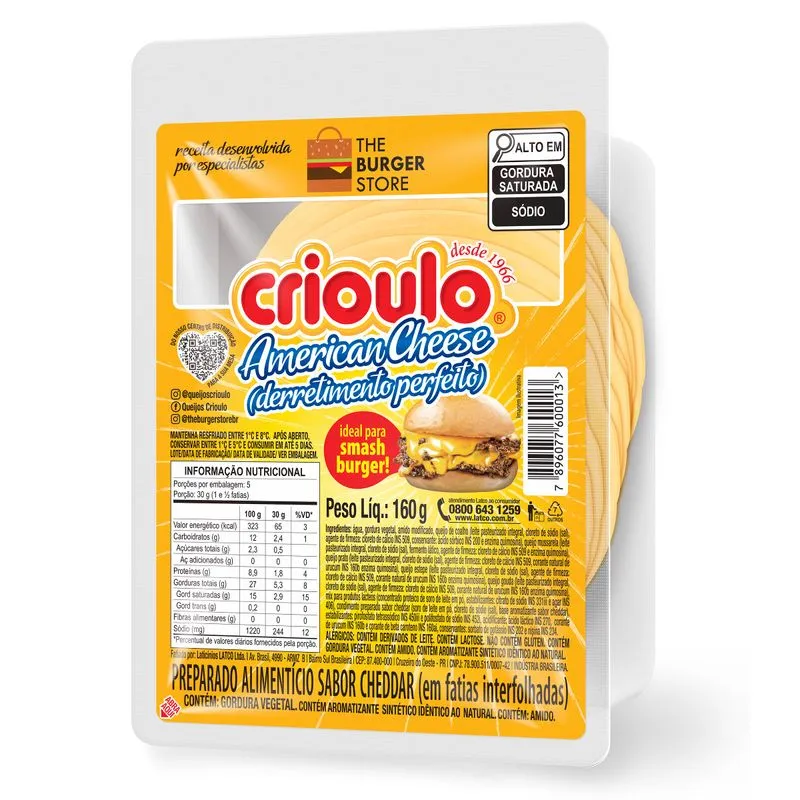 Queijo CRIOULO American Cheese Fatiado 160g