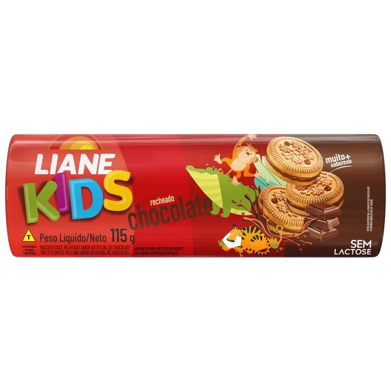 Biscoito LIANE Recheado Chocolate sem Lactose 115g - LIANE