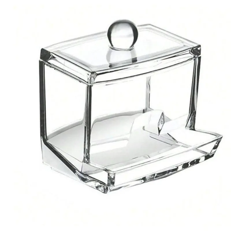 Dispenser para Hastes de Algodão com Tampa Porta Cotonete Transparente Top Rio Comercial