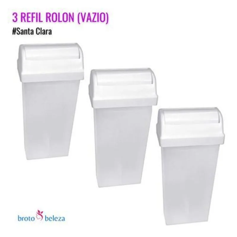 3 Frascos Refil Plástico Rollon Vazio Para Cera De Depilação