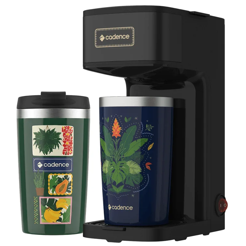 Kit Cafeteira Achegue Azul Cadence com Dois Copos Térmicos - 127V