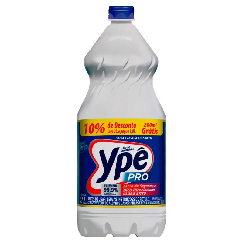 Água Sanitária Ypê Pro Leve 2L Pague 1,8L