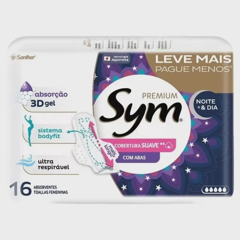 Absorvente Sym Noite & Dia Suave Com Abas Com 16 Unidades