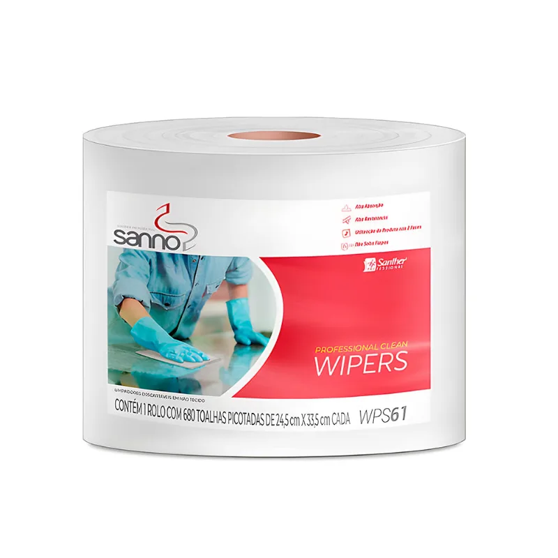 Pano Multiuso Wiper Rolo WPS61 Branco 680 unidades Sanno Santher
