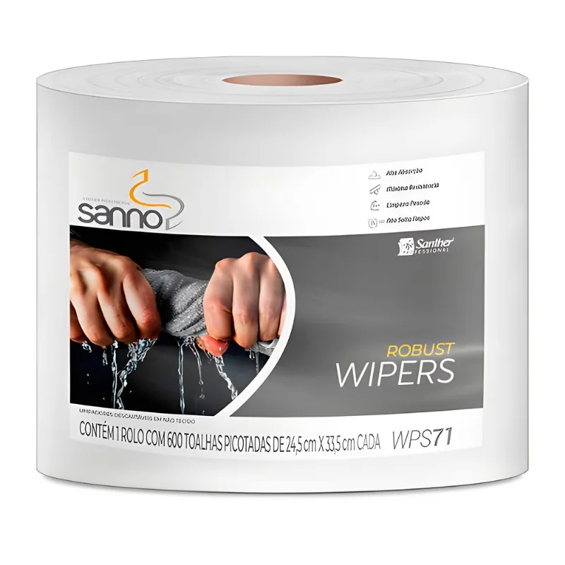Pano Multiuso Wiper Rolo WPS71 Branco 600 unidades Sanno Santher