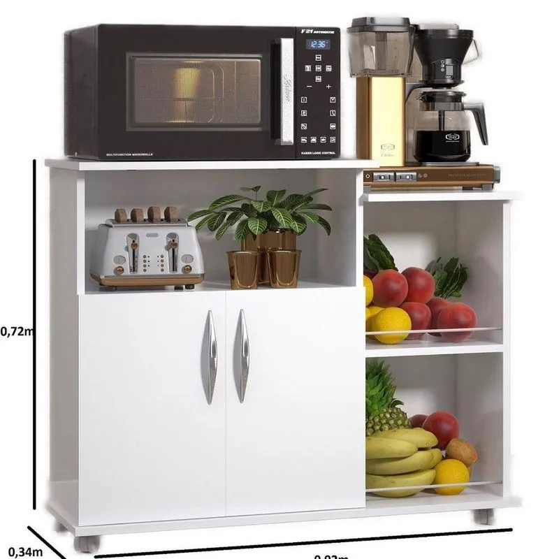 Fruteira Armazenamento Micro-ondas Tampo Branco