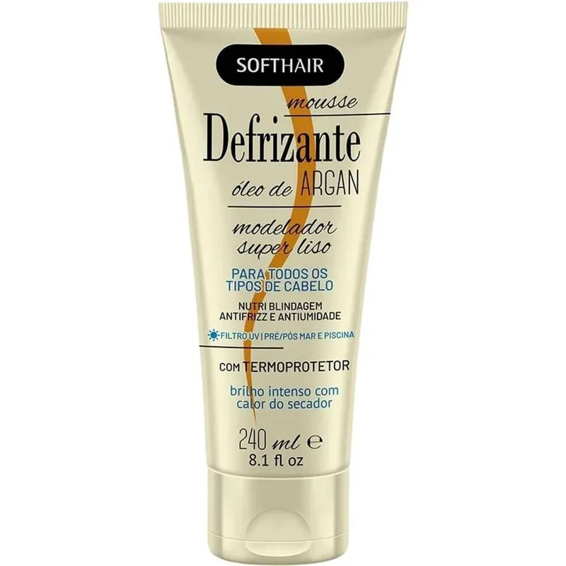 Defrizante Soft Hair Óleo De Argan Mousse Blindagem 240ml
