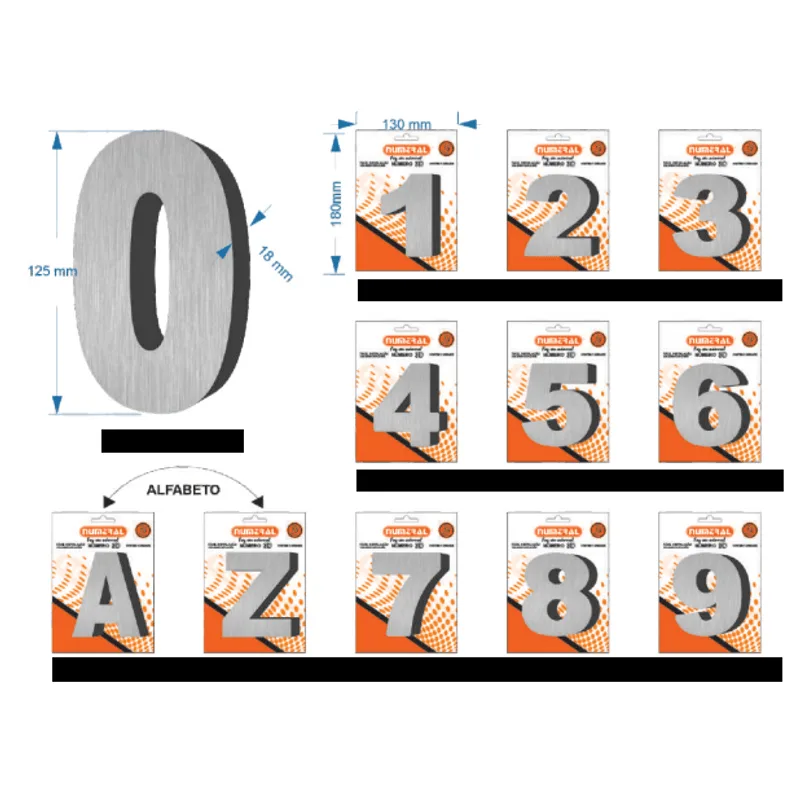 Algarismo Residencial Numeral Redondo 3D ACM Escovado "2"