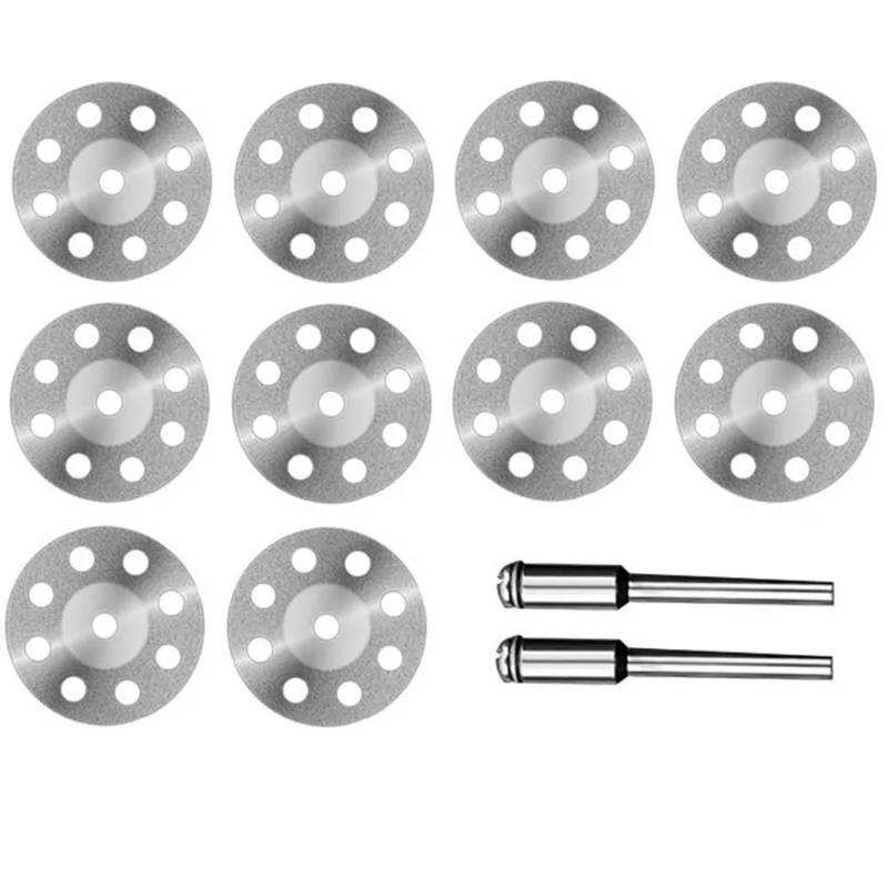 Kit 10 discos diamantado 22mm Retifica Dremel + 2 hastes
