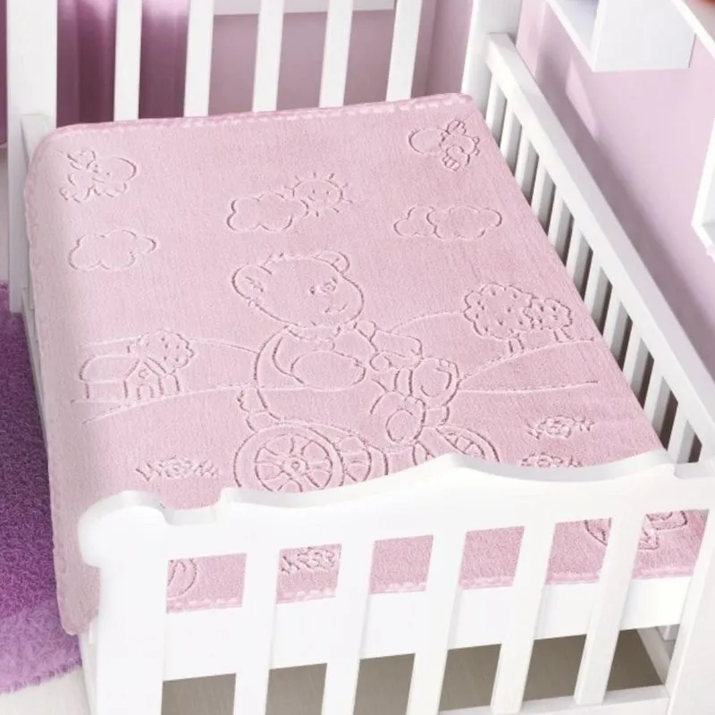 Cobertor Bebê Jolitex Touch Texture Rosa 80cm x 1,10m