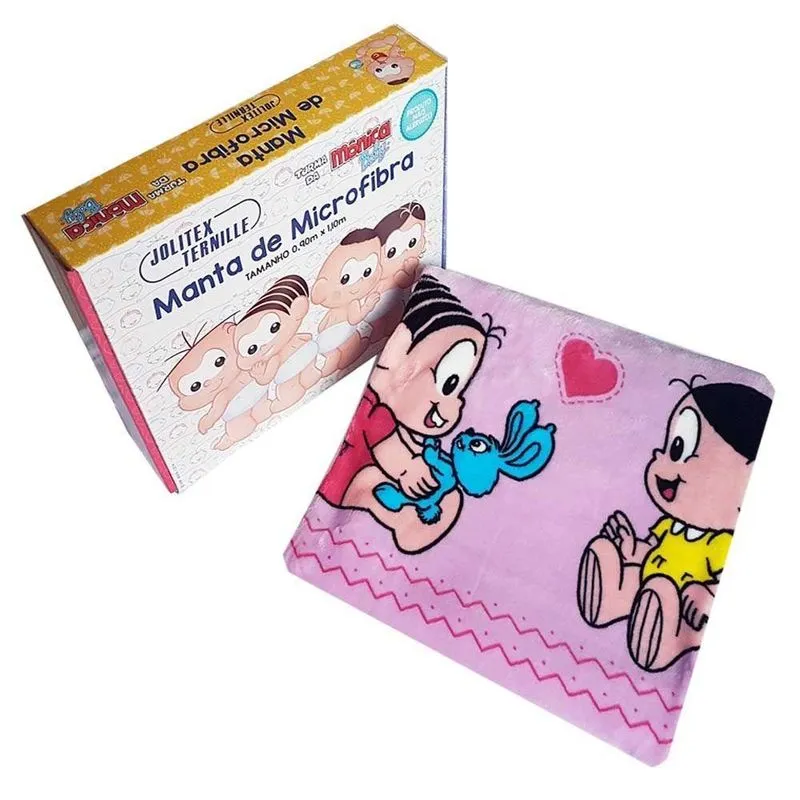 Manta Flannel Turma Da Mônica Infantil Rosa Jolitex 90x110cm