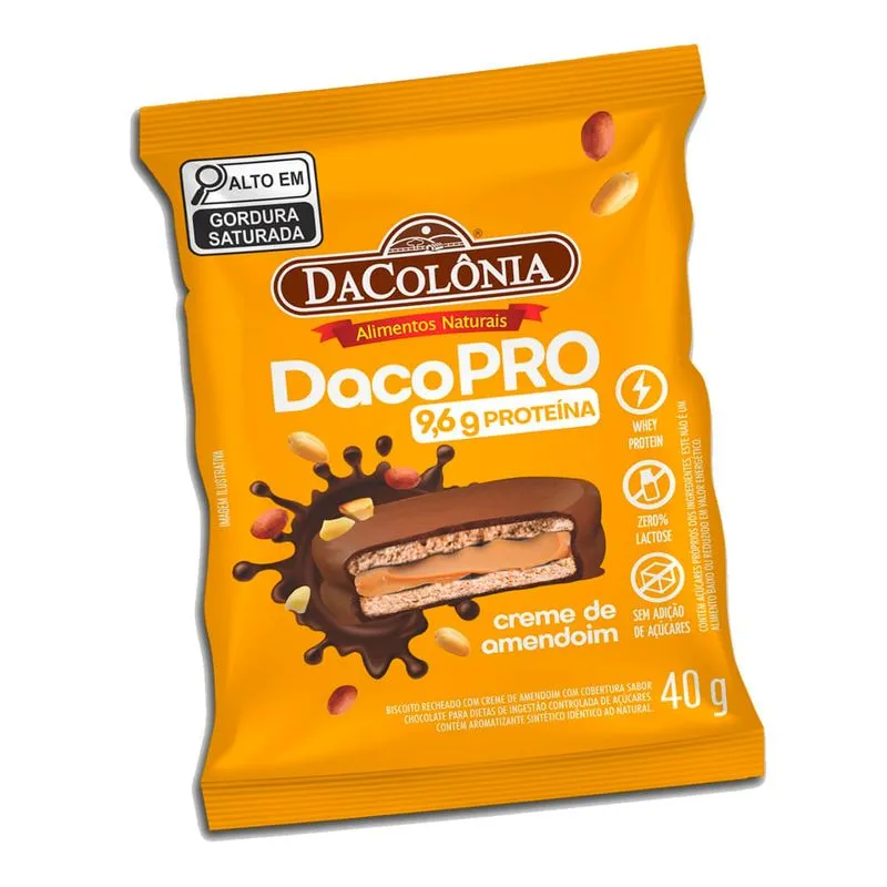 Dacopro Alfajor 9,2g De Proteina Sabor Creme De Amendoim 40g