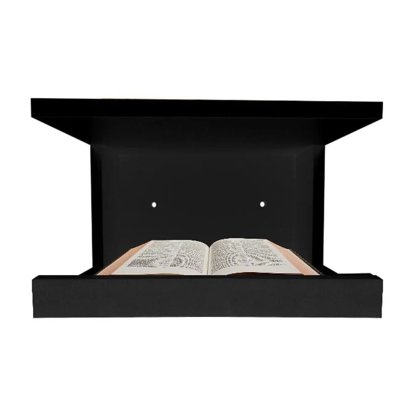 Altar Oratório Madeira Mdf Preto Suporte Bíblia Estatueta